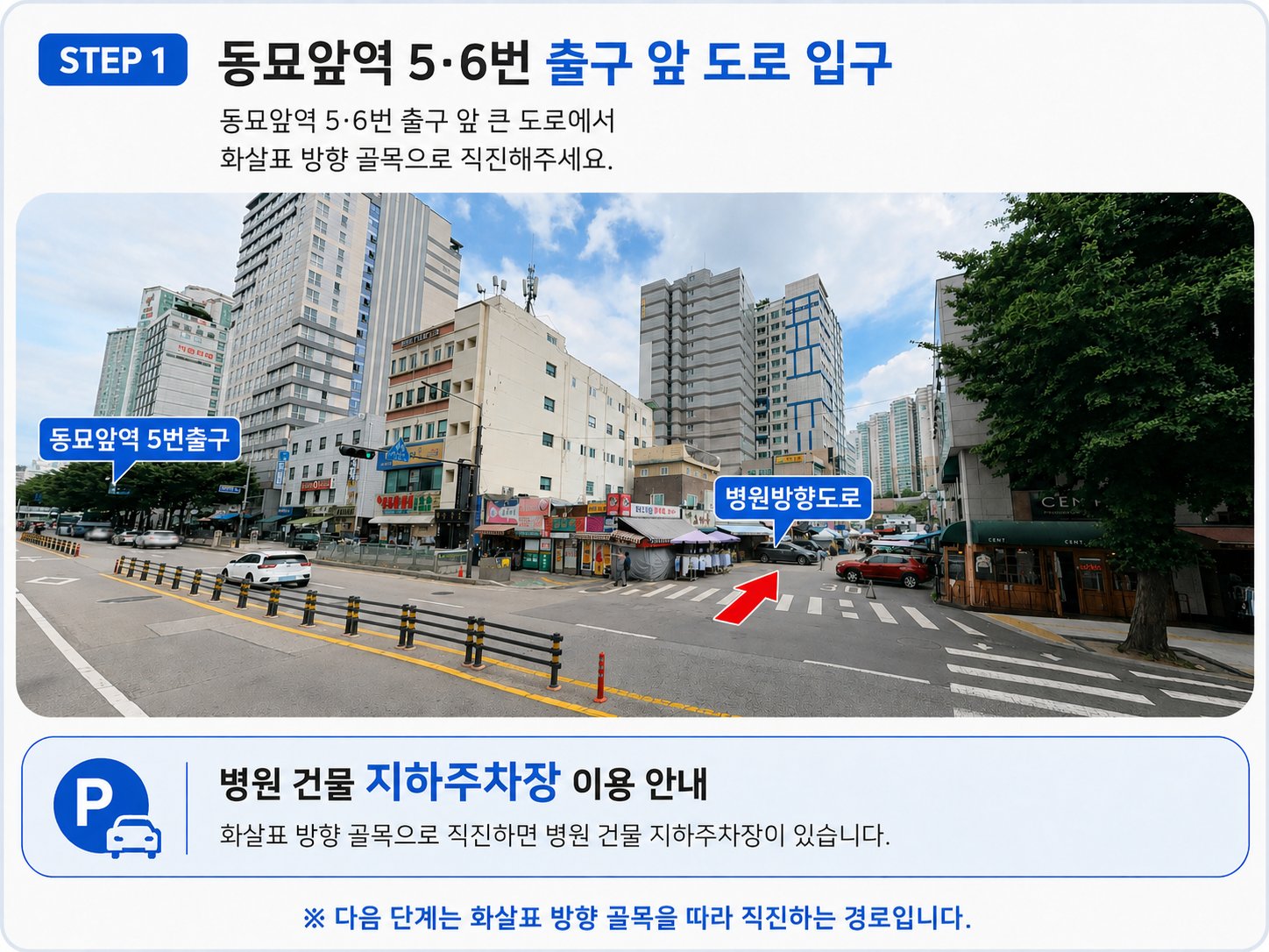 동묘앞역 5·6번 출구 앞 도로 입구 — STEP 1
